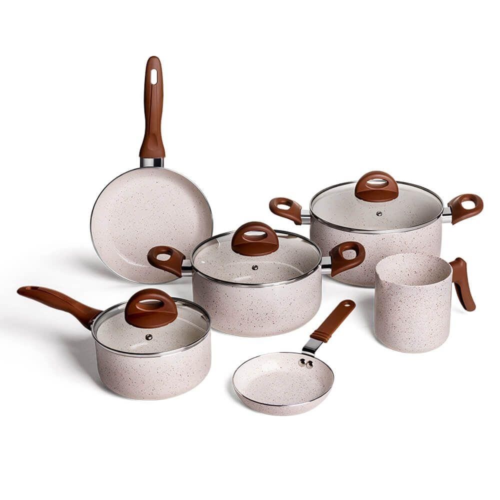 Jogo de Panelas Brinox Ceramic Life Smart Plus Vanilla 6 peças 4791/102