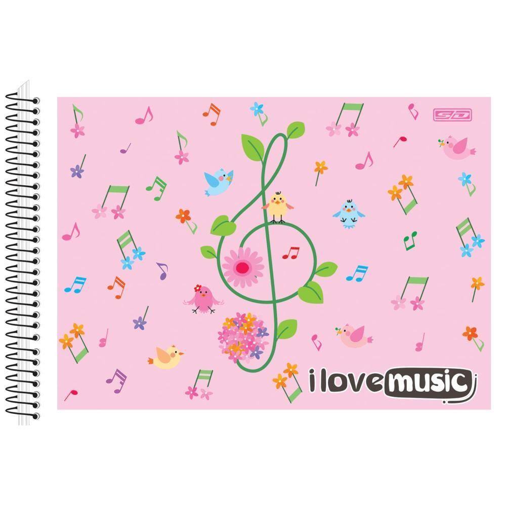 Caderno de Música Espiral 1/4 I Love Music 40F -São Domingos