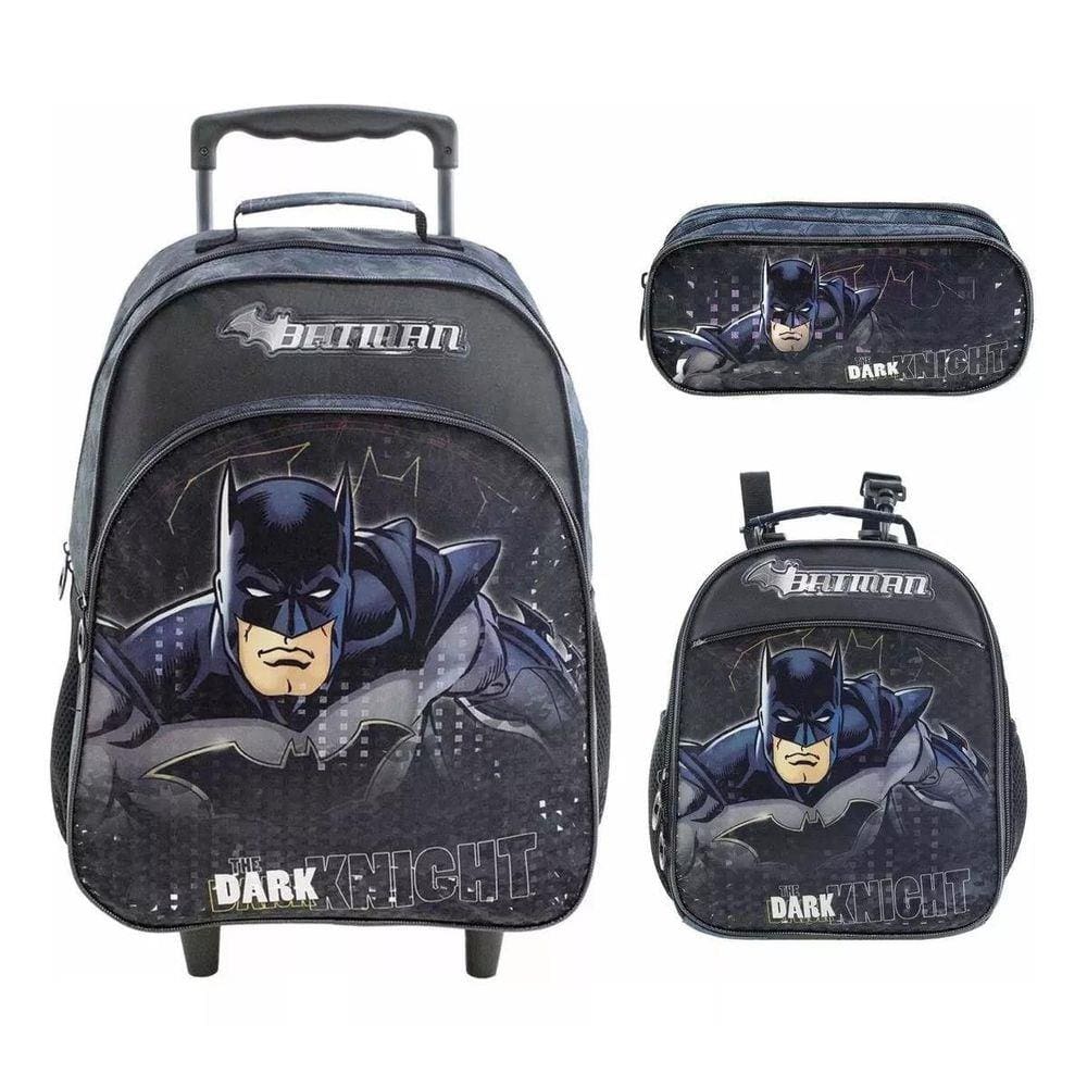 Kit Mochila De Rodas Batman Com Lancheira E Estojo Xeryus