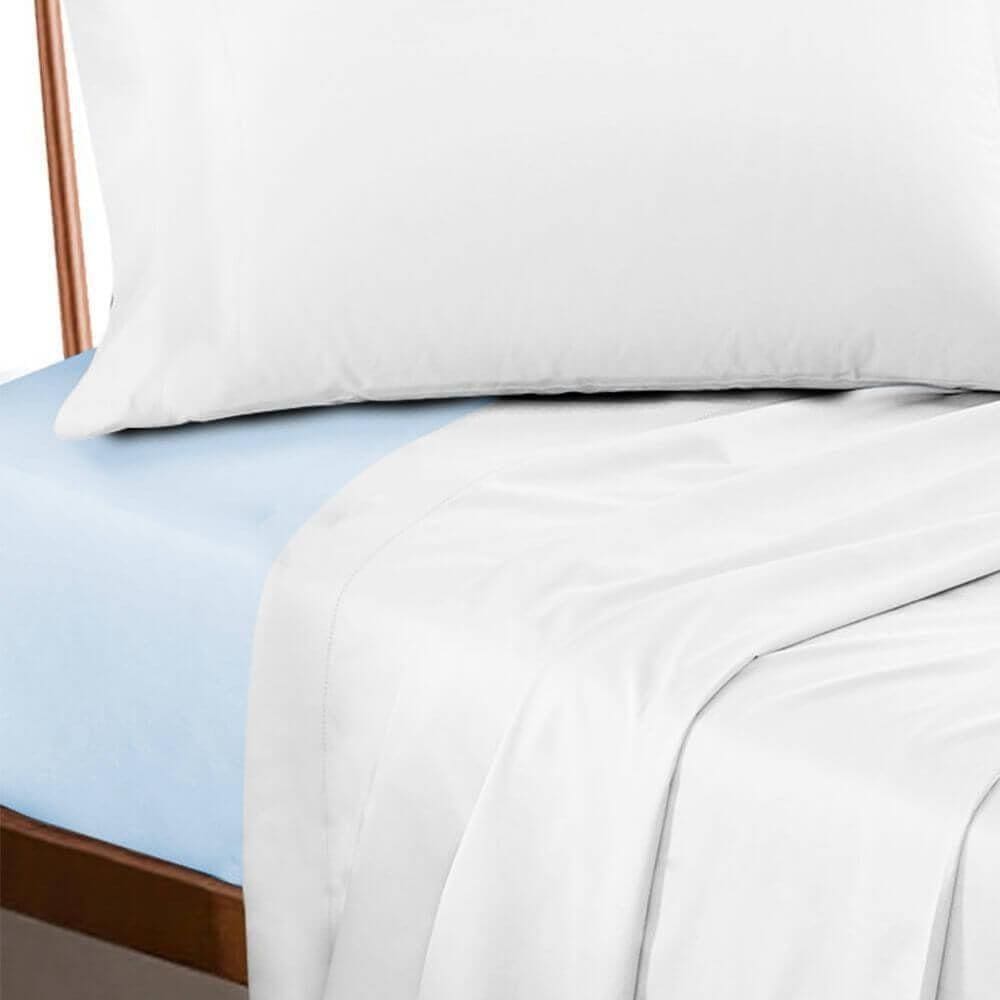 Lençol Profissional Casal Elástico 200 Fios Premium Azul