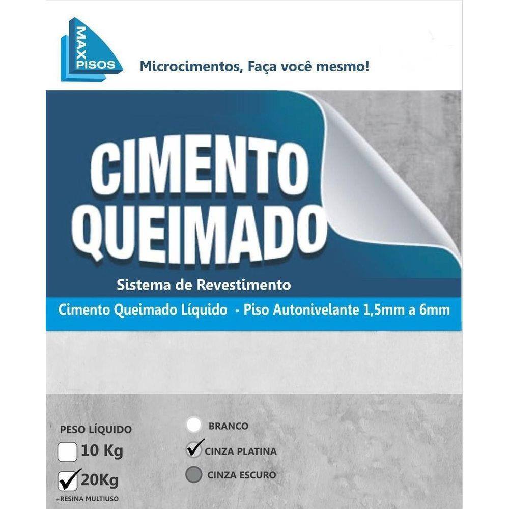 Cimento Queimado Líquido Piso Cinza Claro Max Pisos 20Kg