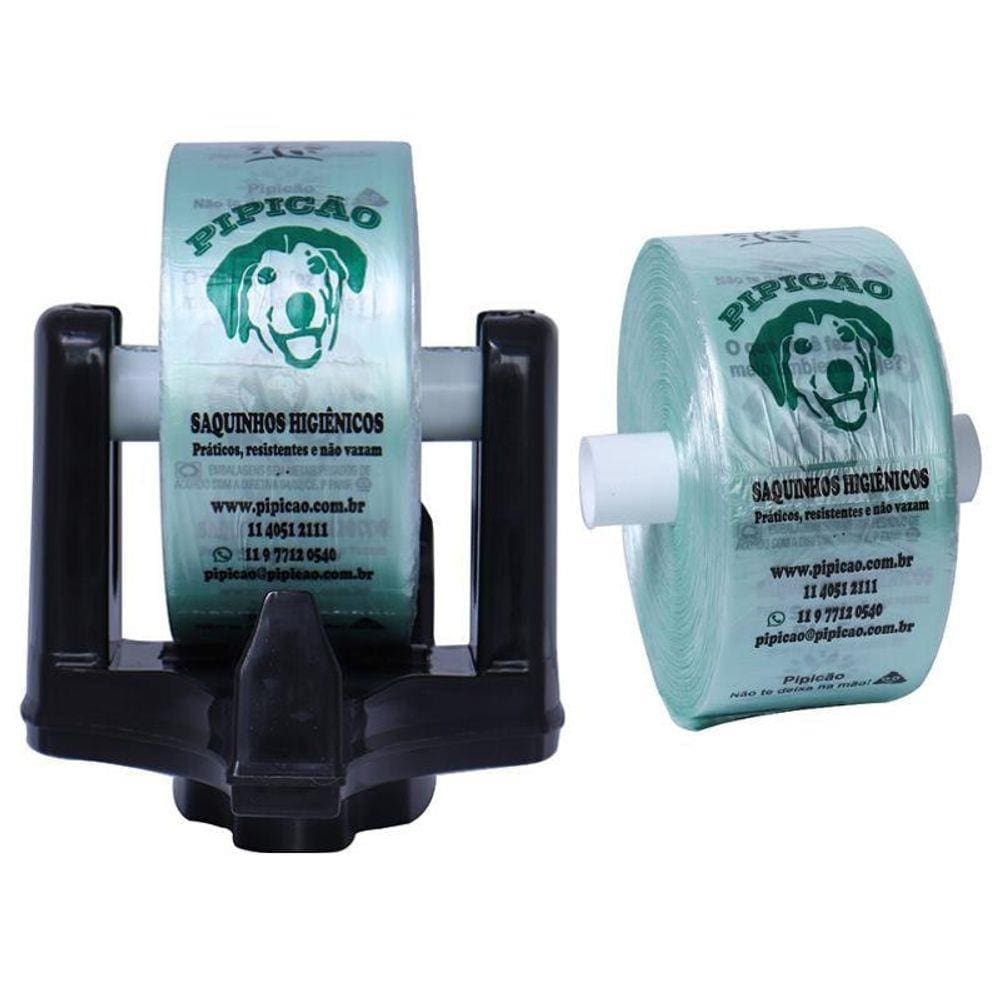 Suporte De Parede Preto Com Dois Rolos De Saquinhos Pipicão
