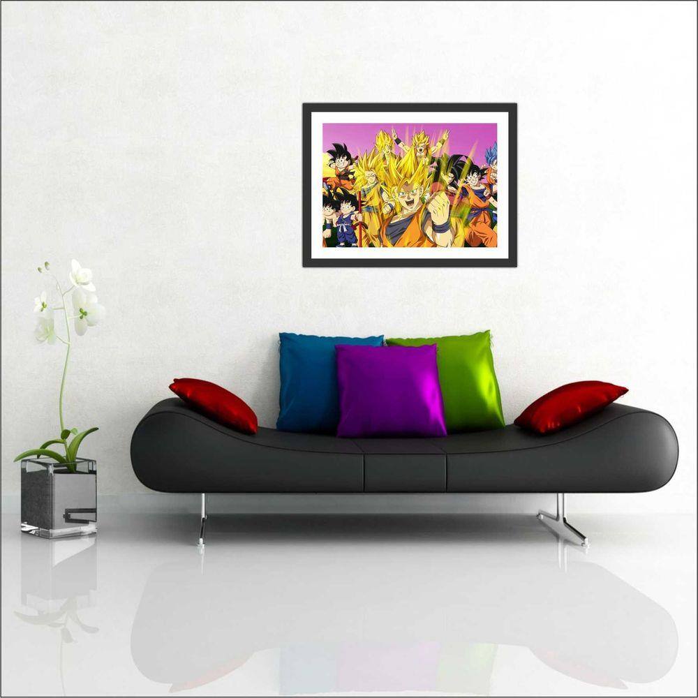 Quadro Decorativo Dragon Ball Goku Desenho Com Moldura G01