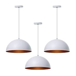 Kit 3 Lustres Pendentes Meia Lua Branco 40 Cm