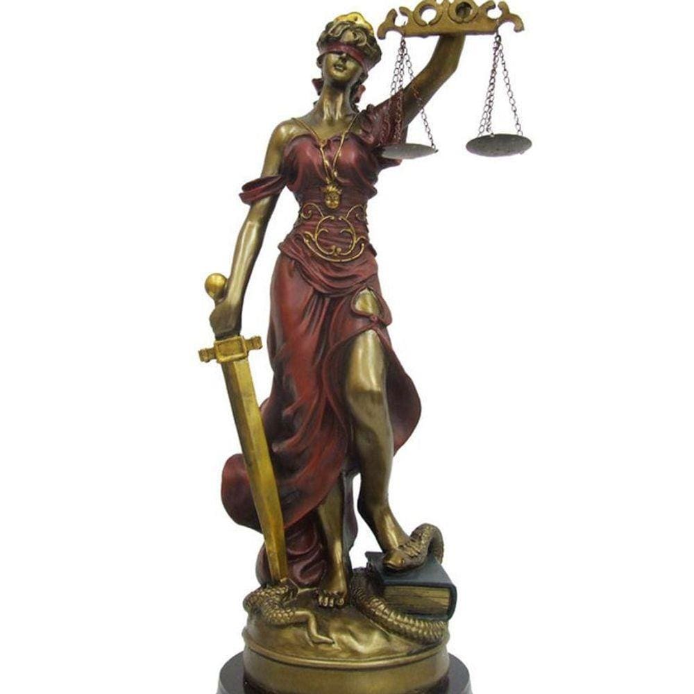Dama Da Justiça De Resina Vermelho/Cobre 09X28Cm