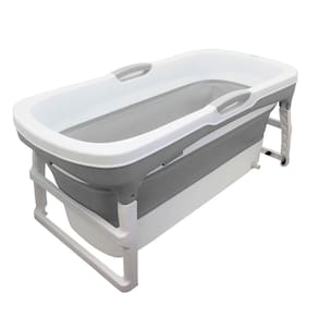 Banheira Portátil Dobrável Extra Grande Clingo C6024 Branco/Cinza