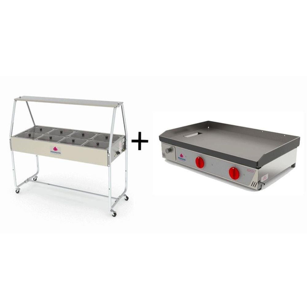 Carro Térmico 8 cubas 220v Chapa Bifeteira PR-800 Progas KIT