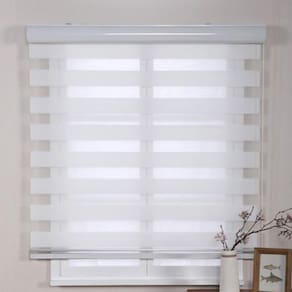 Persiana Rolo Duplo Zebra Sunny Branca 140 (L) x 160 (A) Cortina Double Vision C/ Bandô 1,40 X 1,60