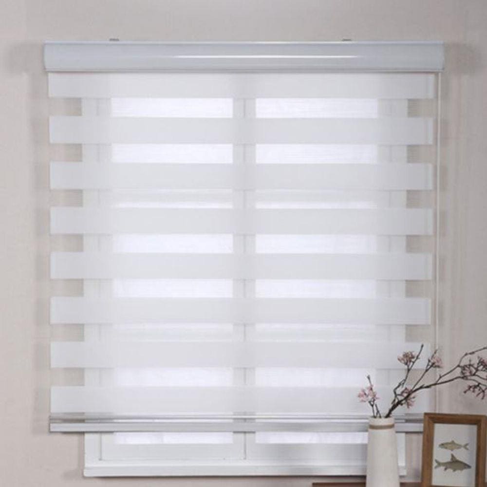 Persiana Rolo Duplo Zebra Sunny Branca 160 (L) x 220 (A) Cortina Double Vision C/ Bandô 1,60 X 2,20