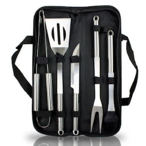 Kit Churrasco 5 Peças Em Aço Inox Com Estojo