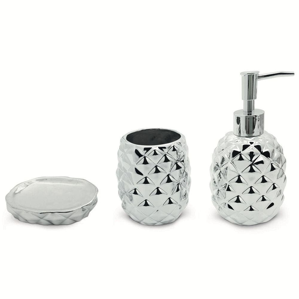 Conjunto 3 Peças Para Banheiro Abacaxi Prata Mimo