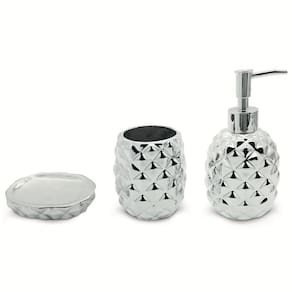 Conjunto 3 Peças Para Banheiro Abacaxi Prata Mimo