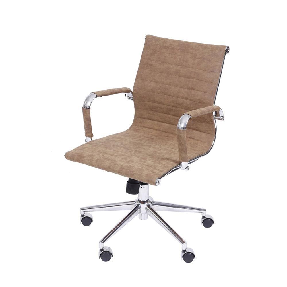 Cadeira Boxbit Eames Office Esteirinha Baixa P.U. Retro Caramelo Base Rodízio Cromada