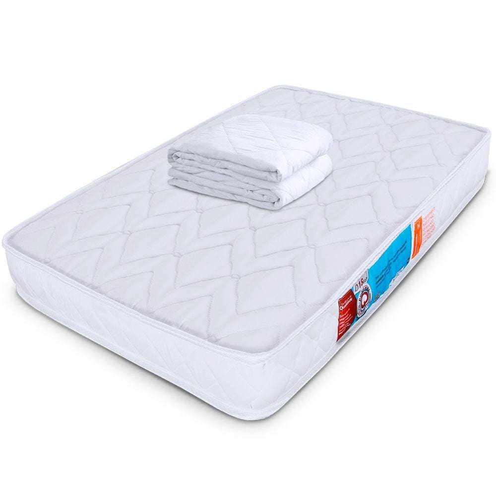 Kit Colchão Chiqueirinho Cercadinho Mini Berço + Protetor Capa Impermeável 100x70x10cm - BF Colchões