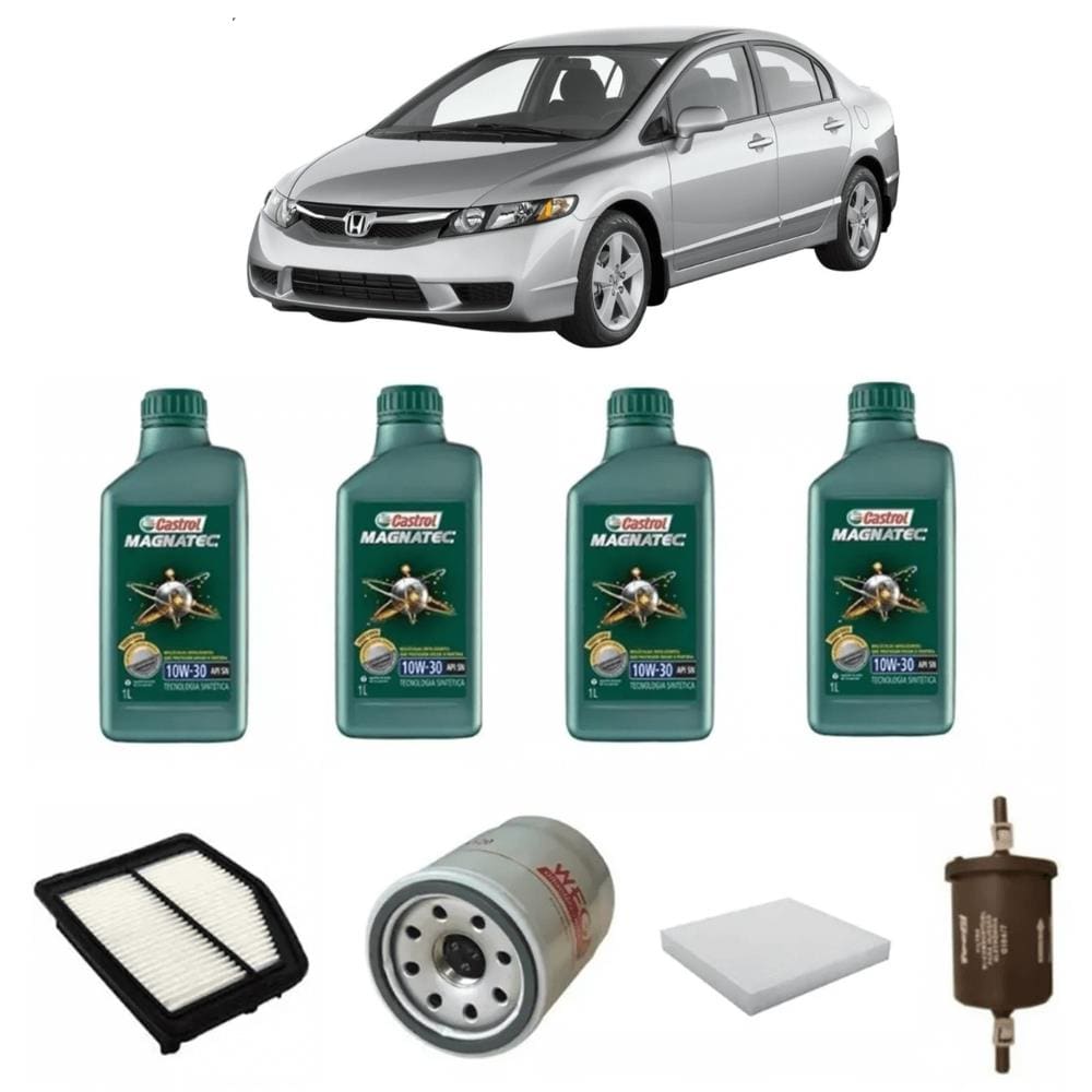 Troca Oleo Filtros New Civic 1.8 2007 A 2011 Castrol 10w30