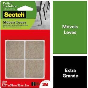 Feltro Sintetico Quadrado G Marrom 38MM X 38MM X 3MM com 4 SCOTCH 3M
