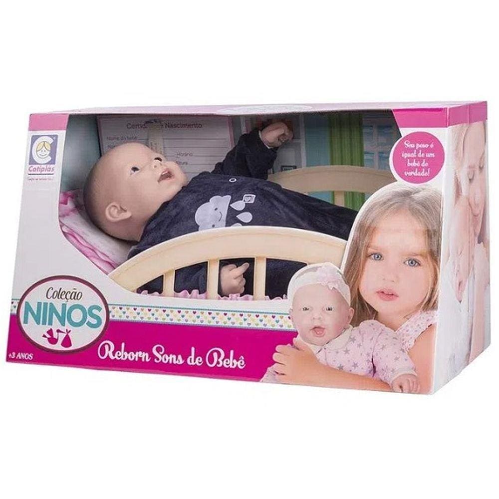 Boneca BABY Ninos Reborn Menino Sorridente Cotiplas 2219