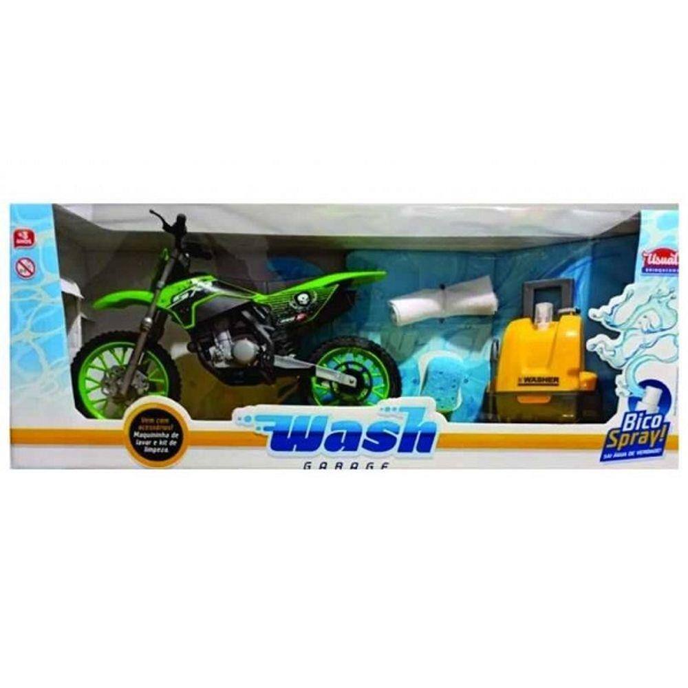 Wash Garage Moto CROSS Verde Usual Brinquedos 452