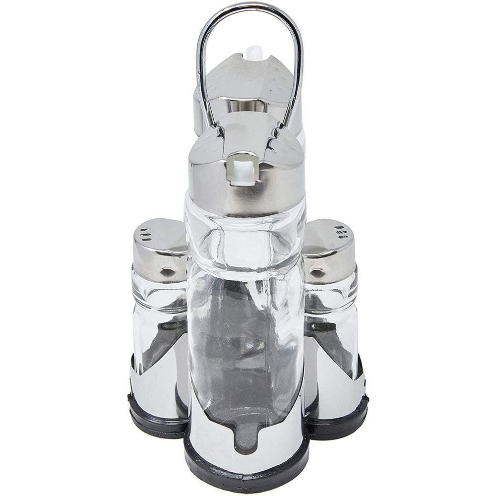 Conjunto Galheteiro Com Suporte 4 Peças Euro Incolor / Inox