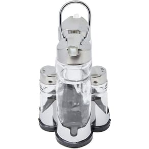 Conjunto Galheteiro Com Suporte 4 Peças Euro Incolor / Inox