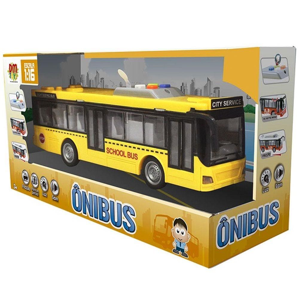 Onibus Fricçao com Som e LUZ Amarelo DM TOYS DMT6165