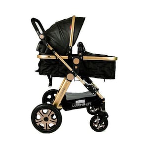 Carrinho de Bebê Luxo Club Baby Preto C/ Alça e Selo Inmetro