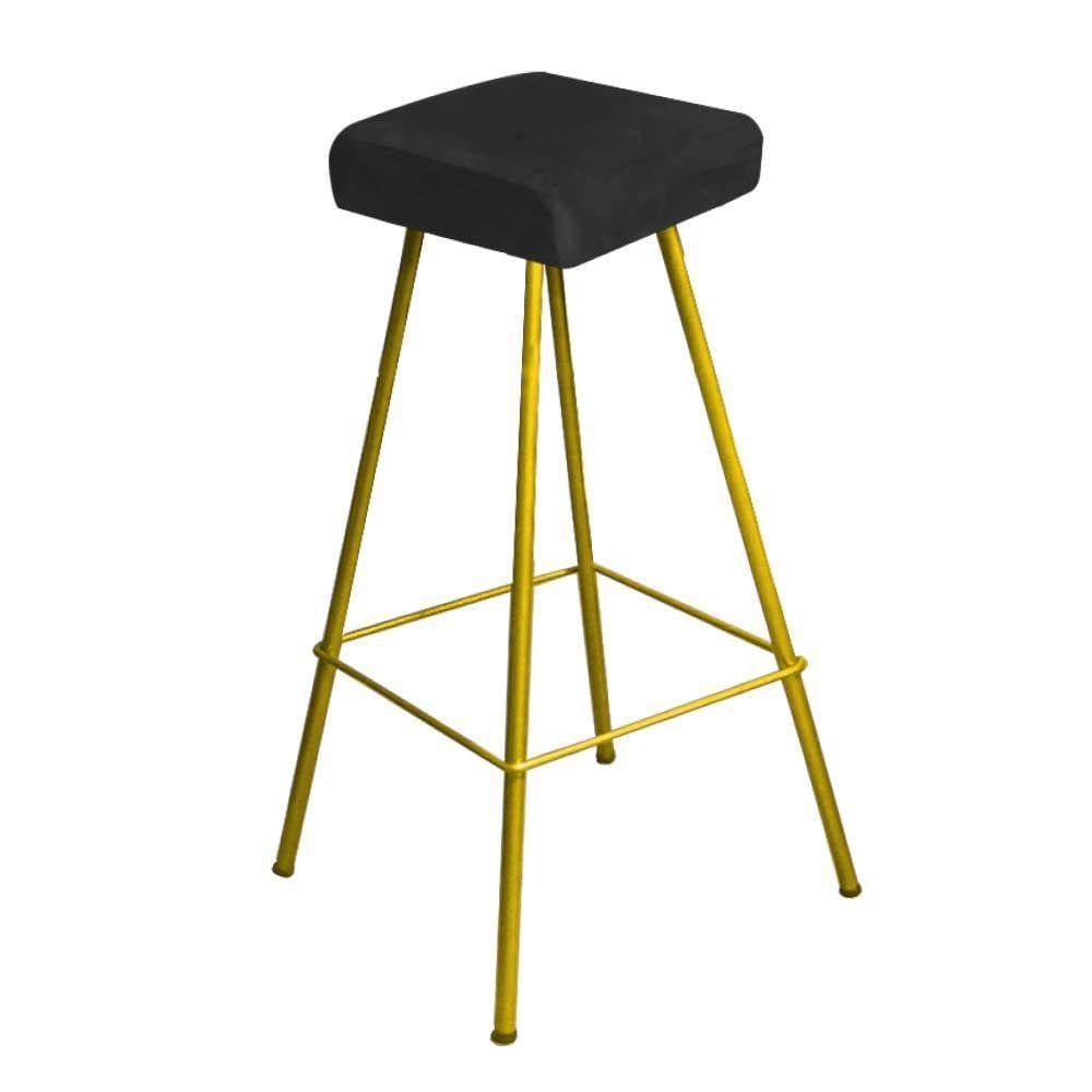 Kit 06 Banqueta Alta Lira Dourado Preto