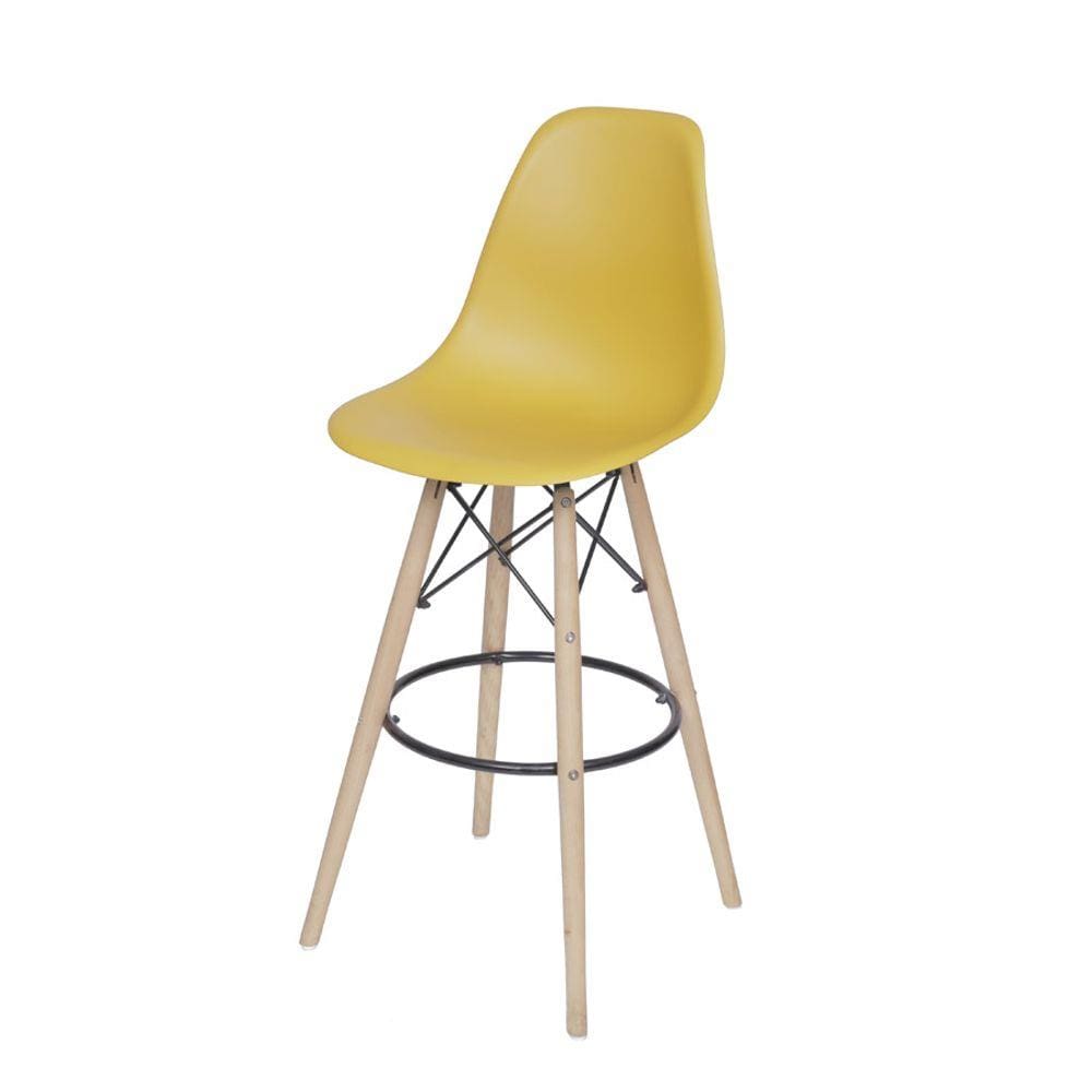Banqueta Boxbit Dkr Eames Polipropileno Açafrão Base Madeira