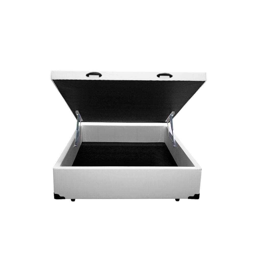 Cama Box Baú Casal Belos Sonhos Sintético Branco 49x138x188