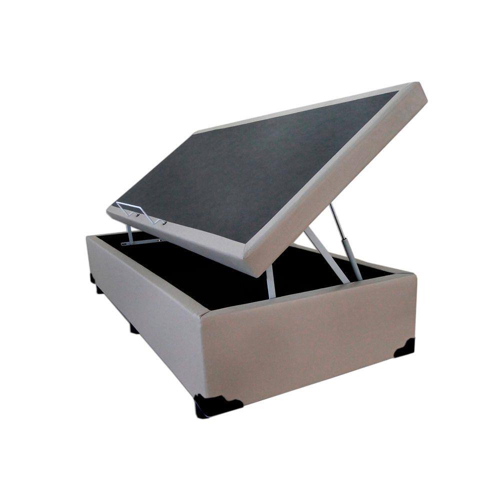 Cama Box Baú Blindado Solteiro AColchoes Sintético Bege 49x88x188
