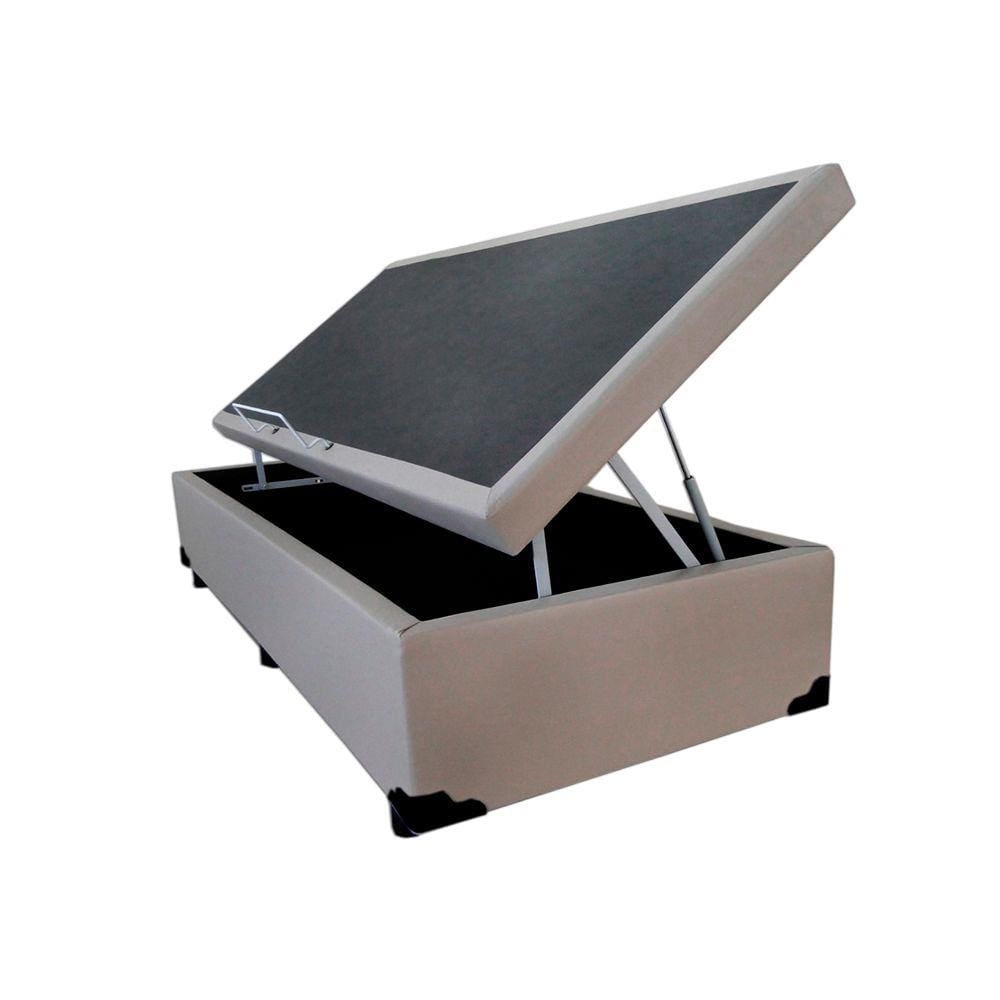 Cama Box Baú Blindado Solteiro AColchoes Sintético Bege 49x88x188