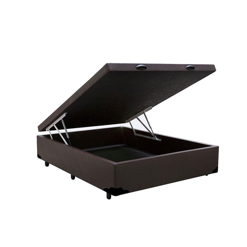 Cama Box Baú Blindado Casal AColchoes Sintético Marrom 41x138x188