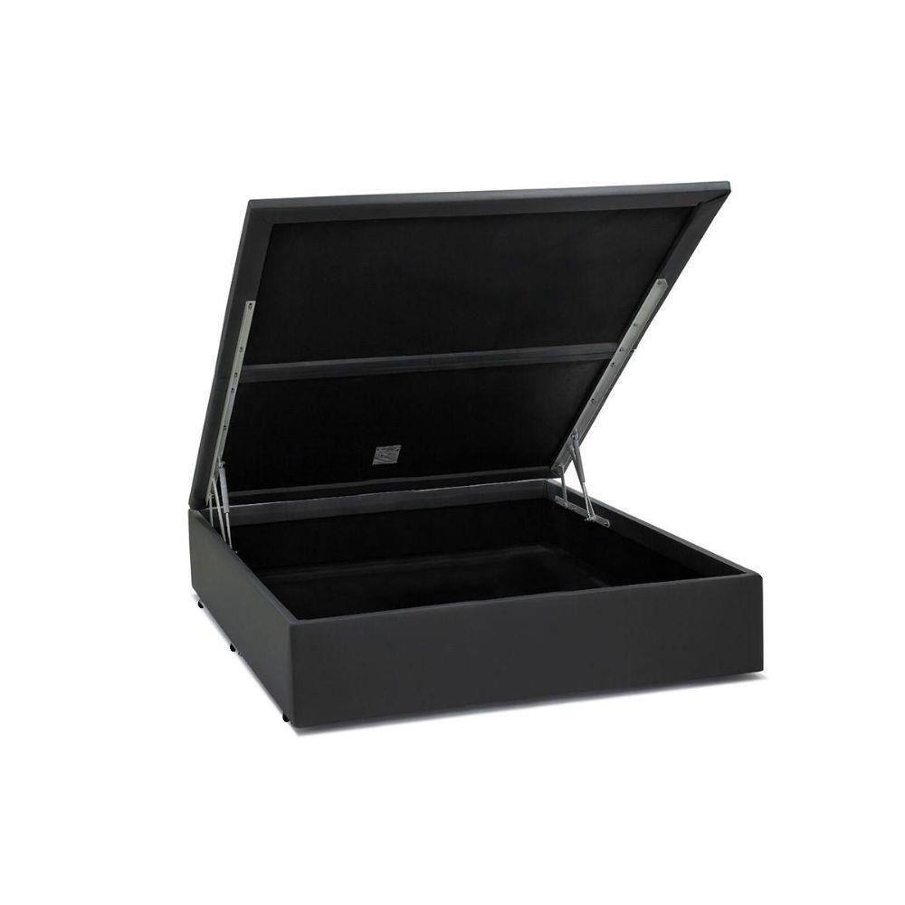 Cama Box Baú Blindado Casal AColchoes Sintético Cinza 41x138x188