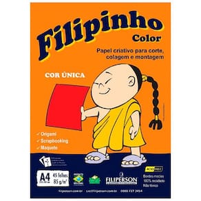 Bloco de Papel Vermelho Tamanho A4 45 Folhas 85g/m² Filipinho - Filiperson