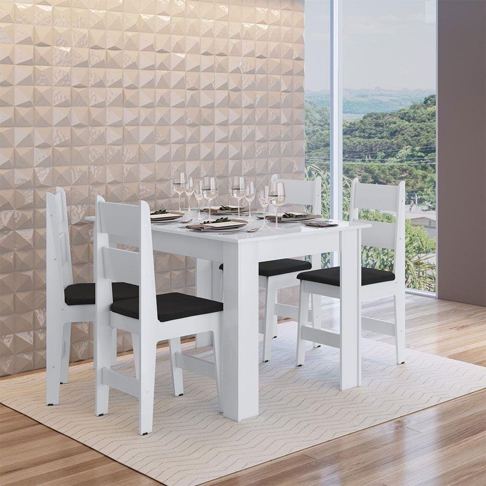 Conj Mesa de Jantar 4 Cadeiras c/ Assento Estofado