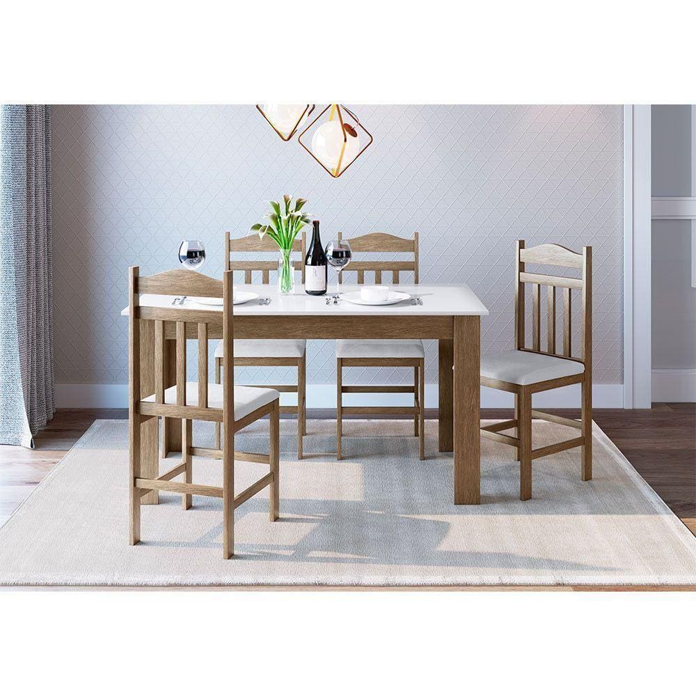 Conj Mesa de Jantar 4 Cadeiras c/ Assento Estofado