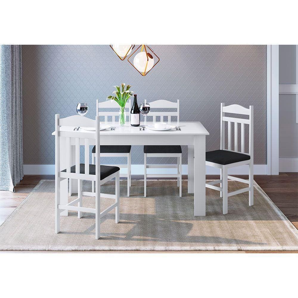 Conj Mesa de Jantar 4 Cadeiras c/ Assento Estofado