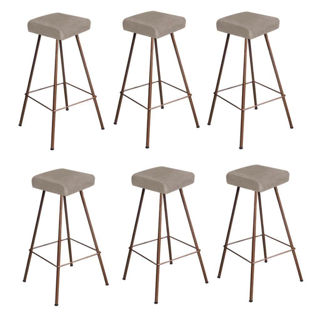 Kit 06 Banqueta Alta Lira Bronze Bege