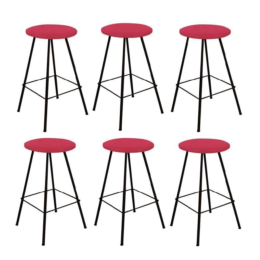 Kit 06 Banqueta Alta Loni Preto Vermelho