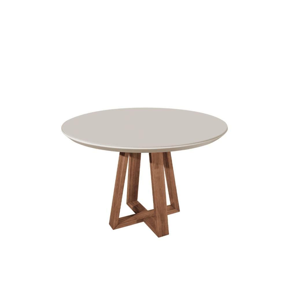 Mesa de Jantar Bennett Redonda 115 cm Natural c/ Vidro Off White Província