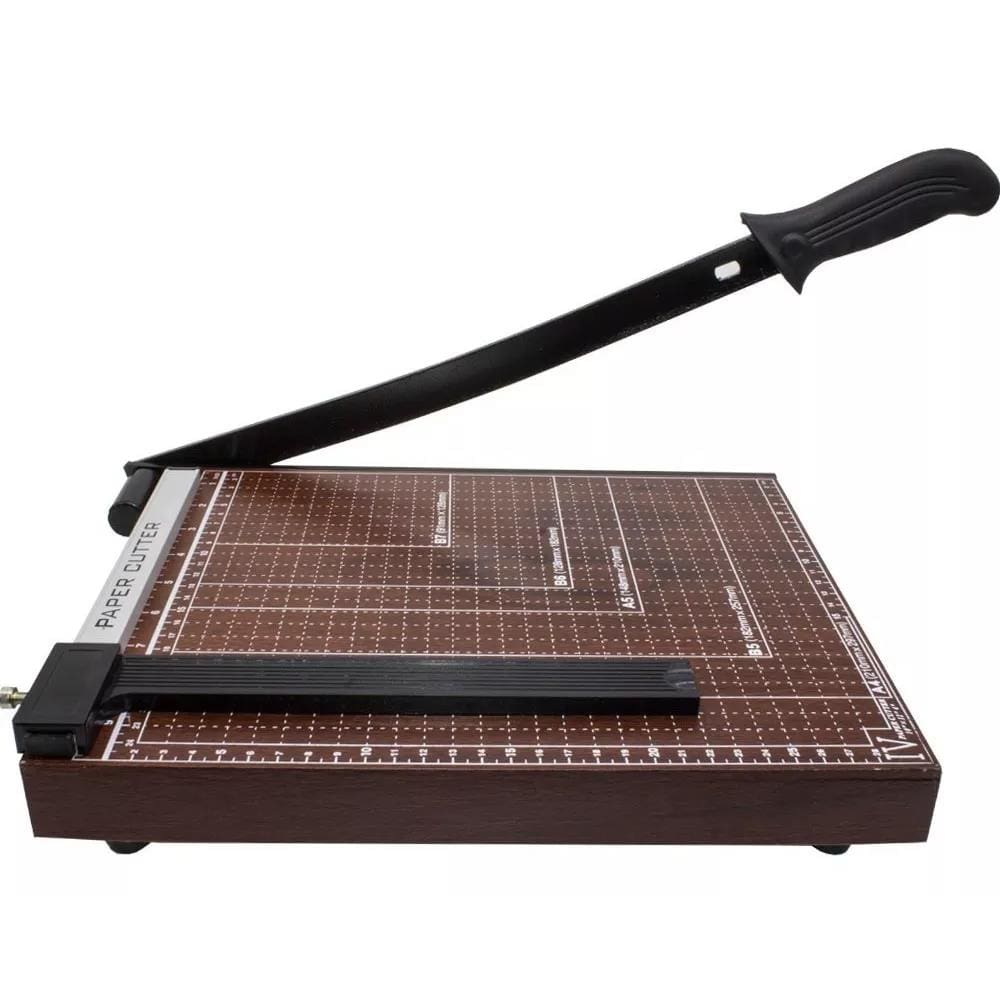 Guilhotina Base em Madeira 30cm Papel A4, B5, A5, B6 E B7 Trava Guia