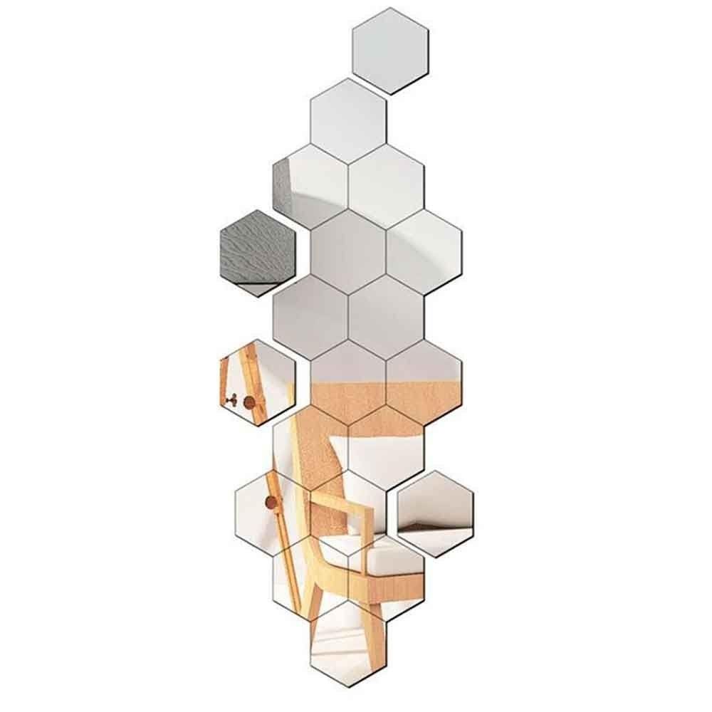 Espelho Para Decoração Para Quarto Sala Hexágonos Acrílico - 10unidades