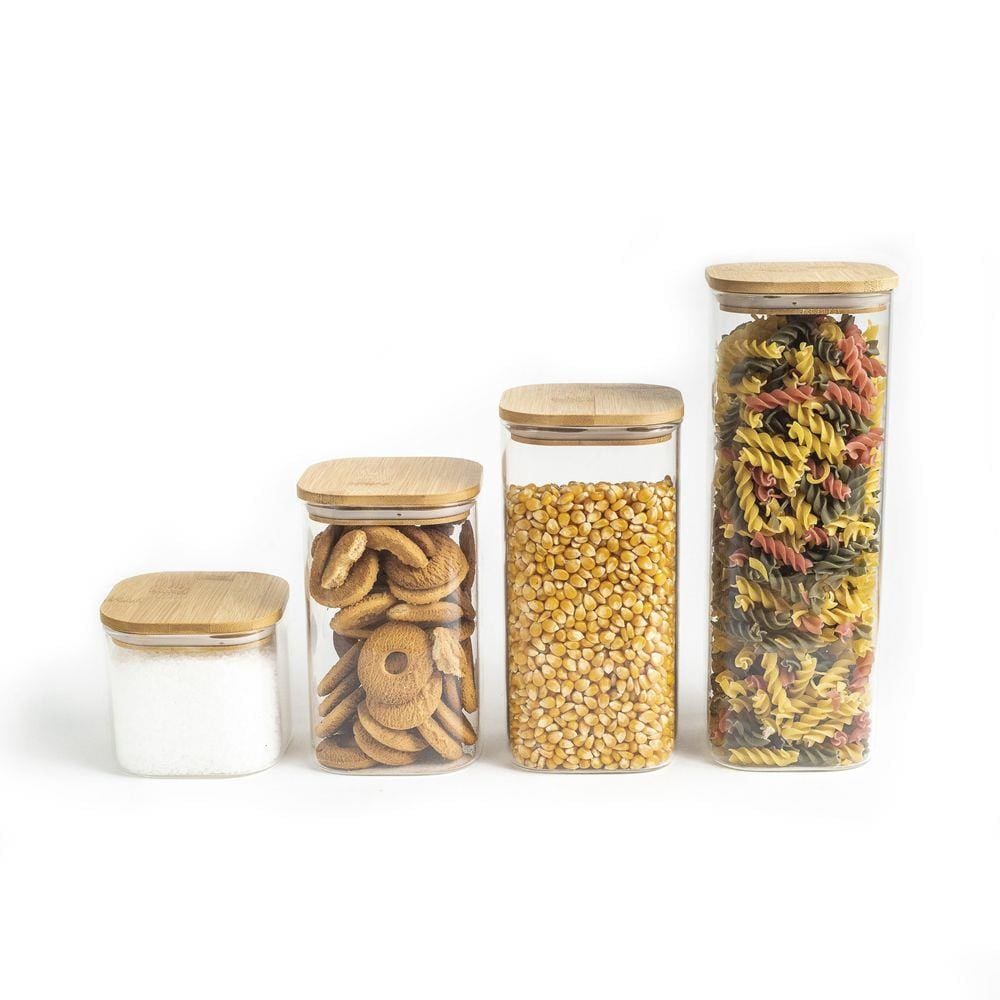 Kit Potes Mantimento Quad Flat 600/1100/1400/1900Ml - 4Pçs