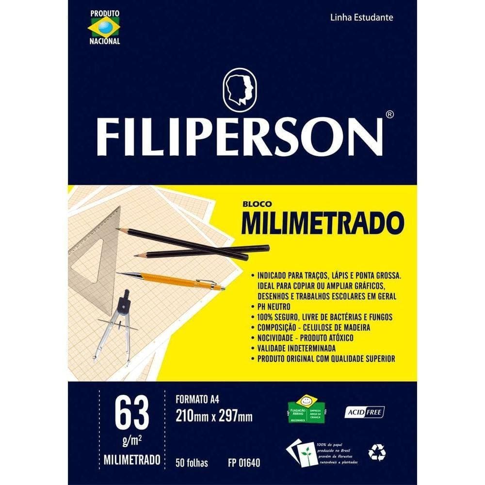 Bloco Milimetrado A4 63GR 1640 - Filiperson