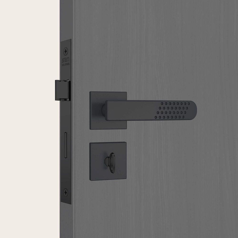 Fechadura Porta Madeira Banheiro Wc Lavabo Preta Stam 40Mm