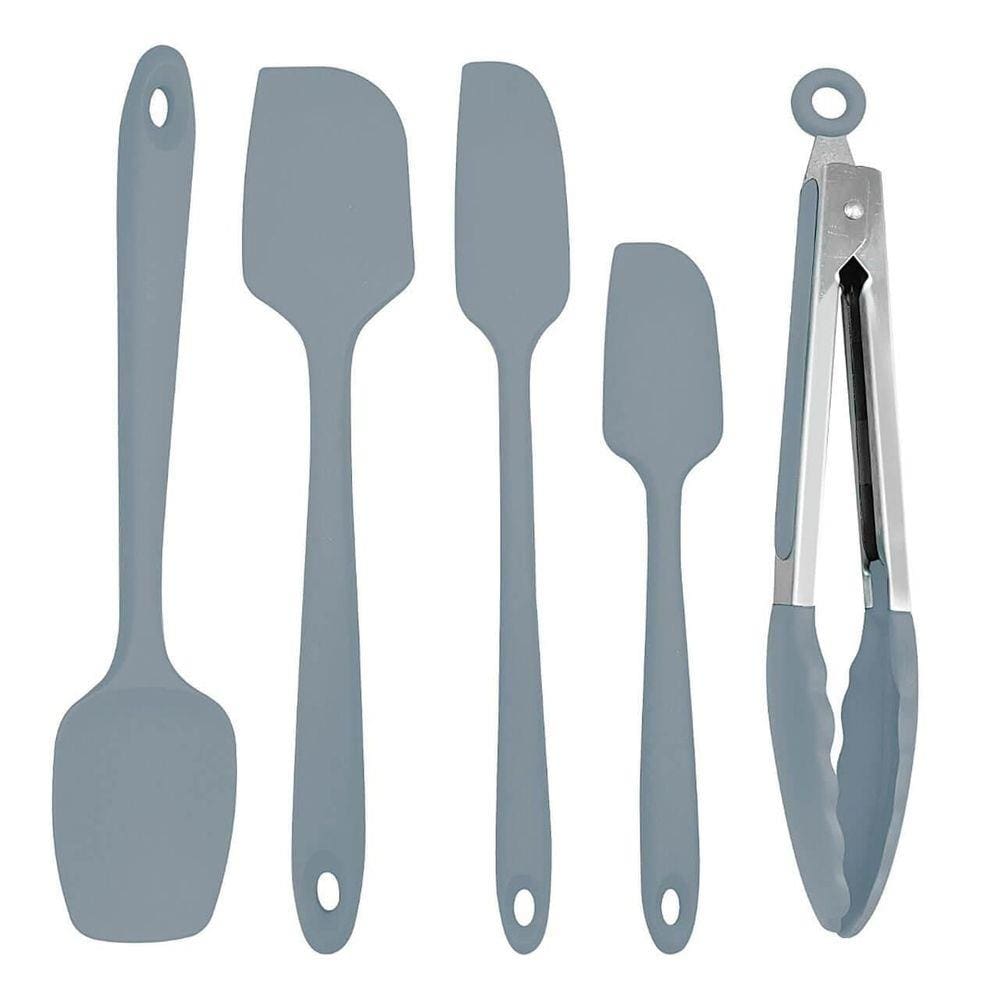 Kit Espátulas Silicone Profissional Com Pegador Inox Verde