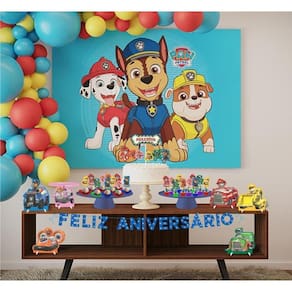 Kit Festa Patrulha Canina 39 Itens Painel + Faixa + Enfeites