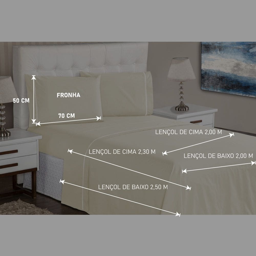Jogo Lençol 4 Peças Casal 400 Fios Ponto Palito Casa Dona