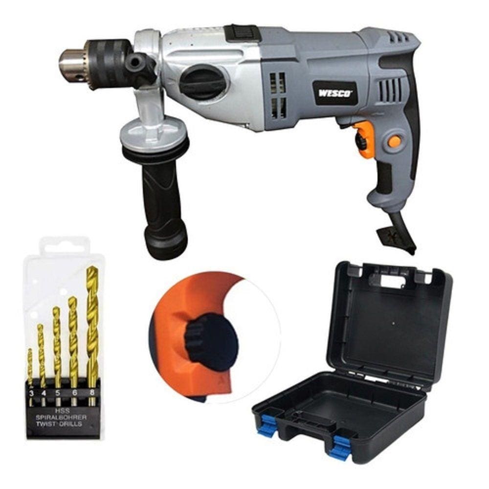 Furadeira 1/2 0850W 0-2700Rpm Com Impacto 2 Velocidades + Jogo De Brocas + Maleta Premium