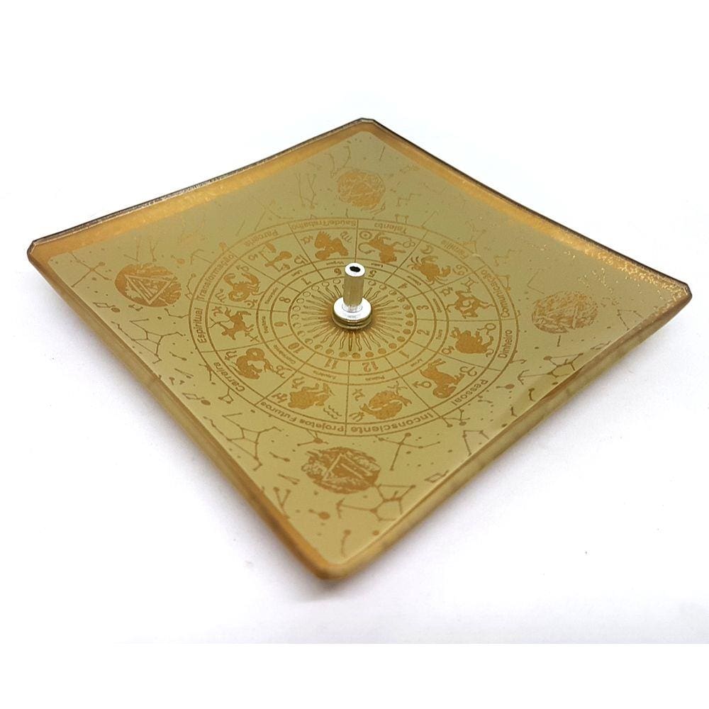 Incensário Vareta Zodíaco Astral Gold Dourado Vidro 11CM